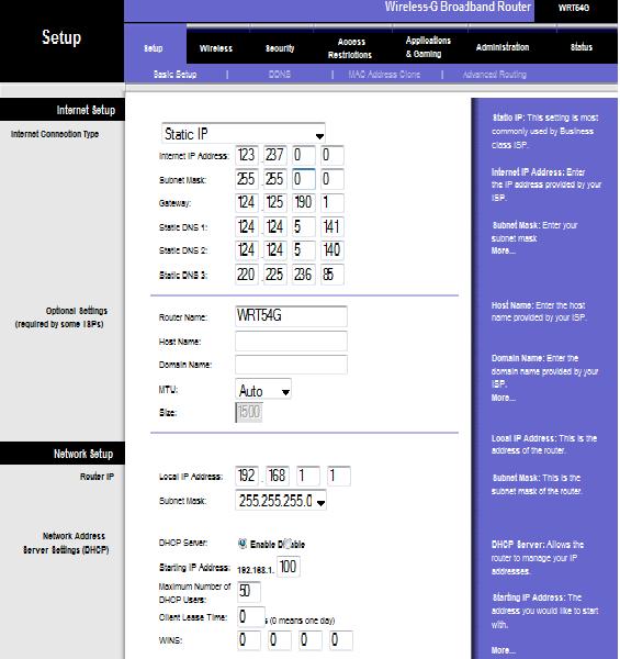 Sharing Reliance Wimax Broadband using Linksys WRT54G WiFi Router