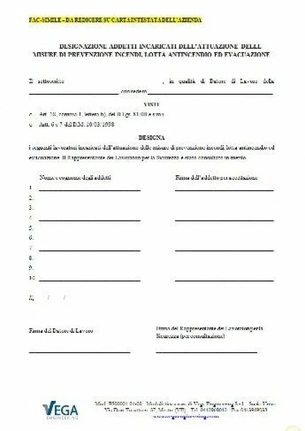 Designazione Addetti Incaricati Dell'attuazione Delle Misure Di Prevenzione Incendi, Lotta Antincendio Ed Evacuazione - Vega Engineering 846_x_600_jpg