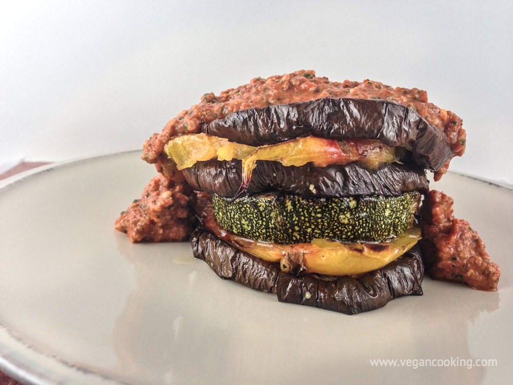 Roasted Eggplant, Zucchini, and Tomatoes with Romesco Vegan Cooking