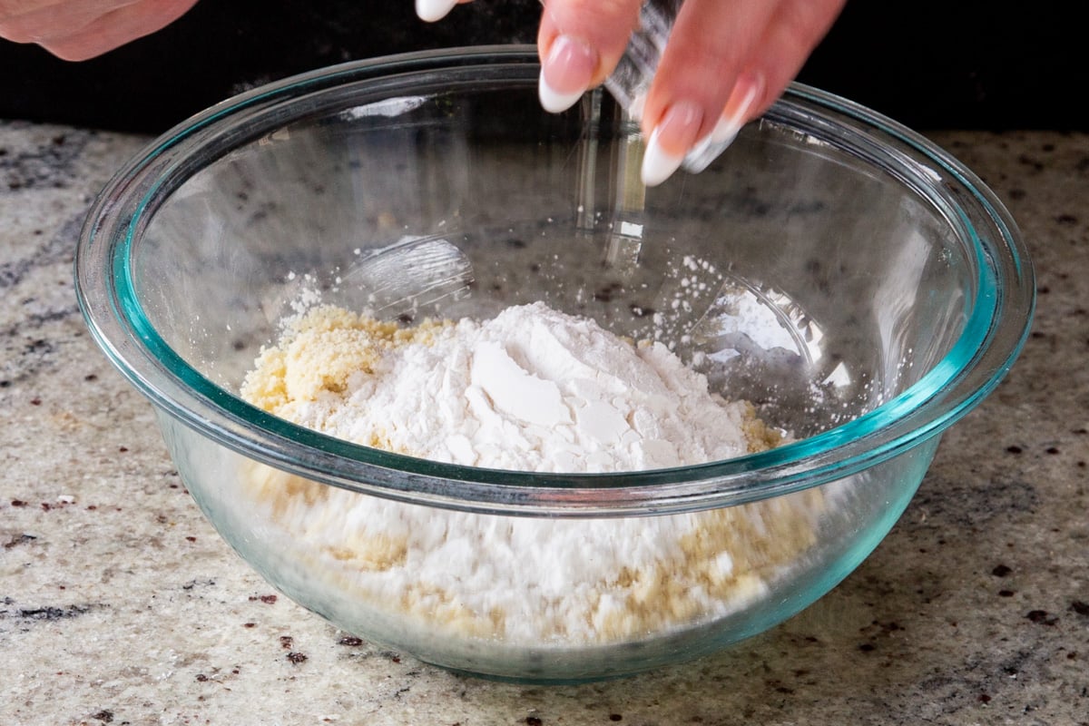 dry brownie ingredients, before adding cocoa powder