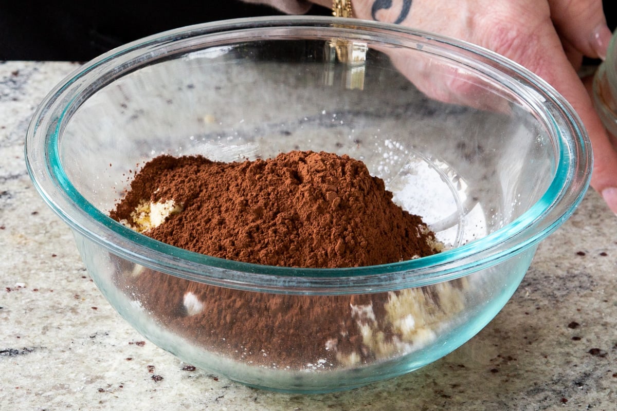 dry brownie ingredients, after adding cocoa powder