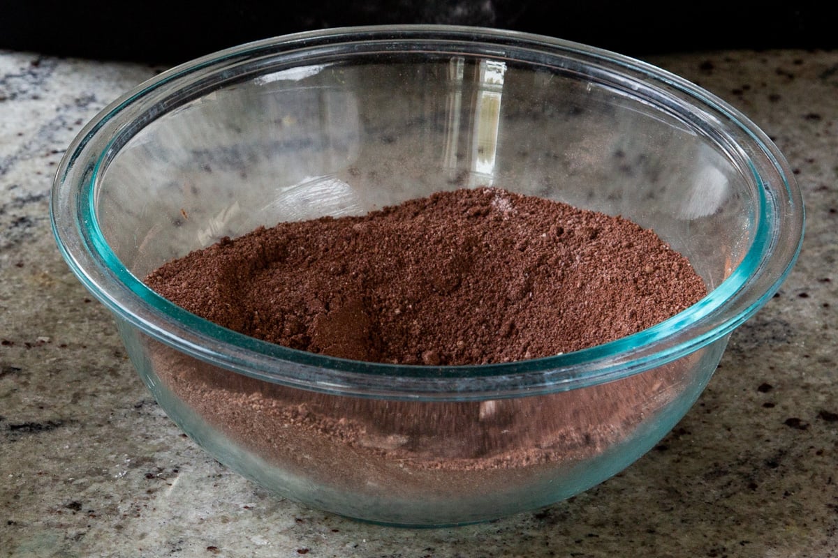 dry brownie ingredients, after mixing
