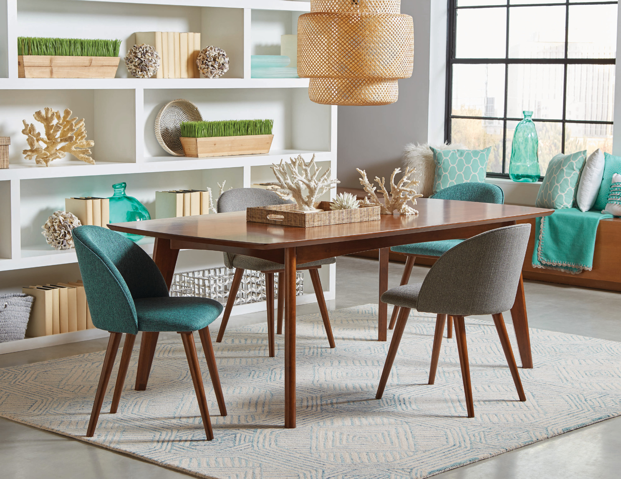 Malone Mid Century Modern Walnut Dining Collection Las