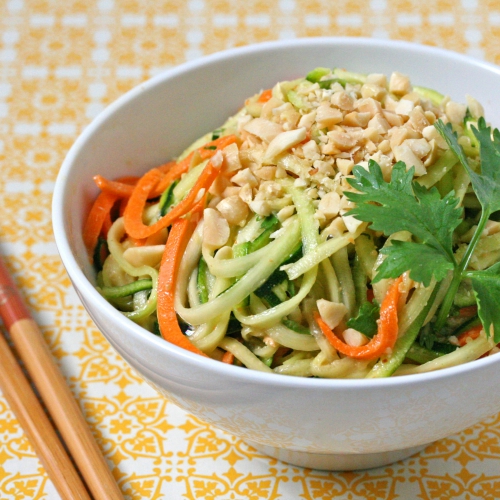 Veggetti Zucchini Spiralizer Recipe Peanutty Vegan Pad Thai Salad