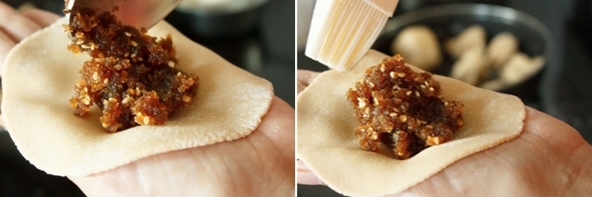 fried-modak11 rolled dough and brushing edges with water