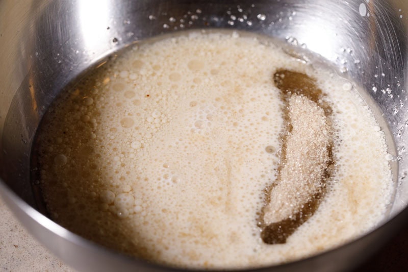 Sugar added to buttermilk mixture.
