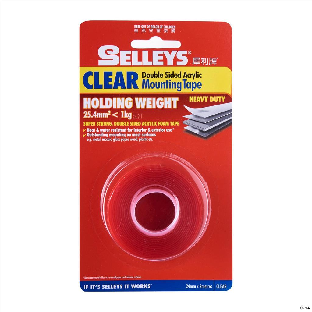 SELLEYS MOUNTING TAPE 24MM X 2M CLEAR Veligaa Hardware