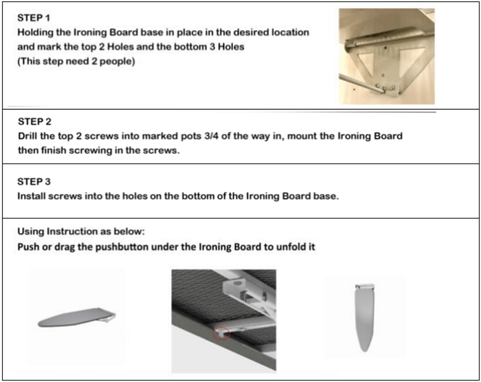 Wall Ironing Board Fold Down Ironing Board Venace