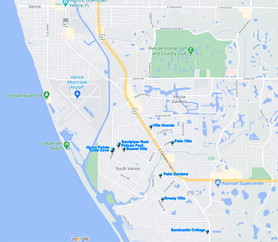 Locations of Sandpiper Properties Homes