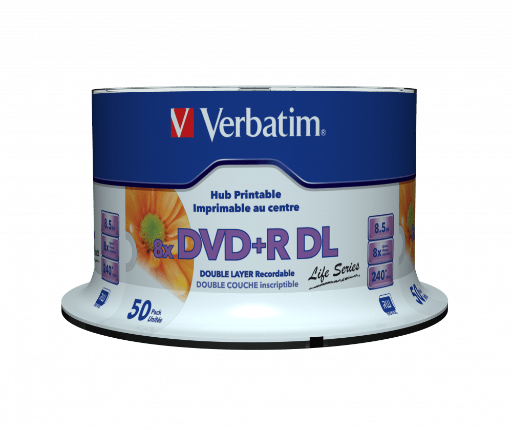 Buy DVD+R Double Layer Inkjet Printable 8x Verbatim DVD Recordable