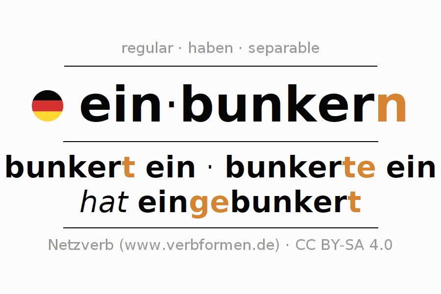Conjugation German "einbunkern" All forms of verb, examples, rules