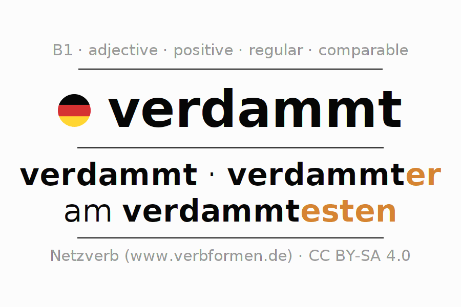 Declension and comparison German "verdammt" All cases of adjective