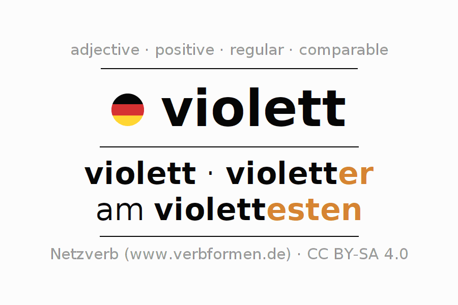 Declension and comparison German "violett" All cases of adjective