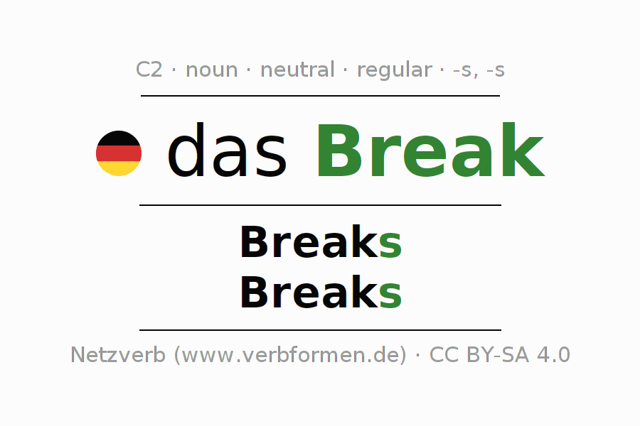 Declension German "Break" All cases of the noun, plural, article Netzverb Dictionary