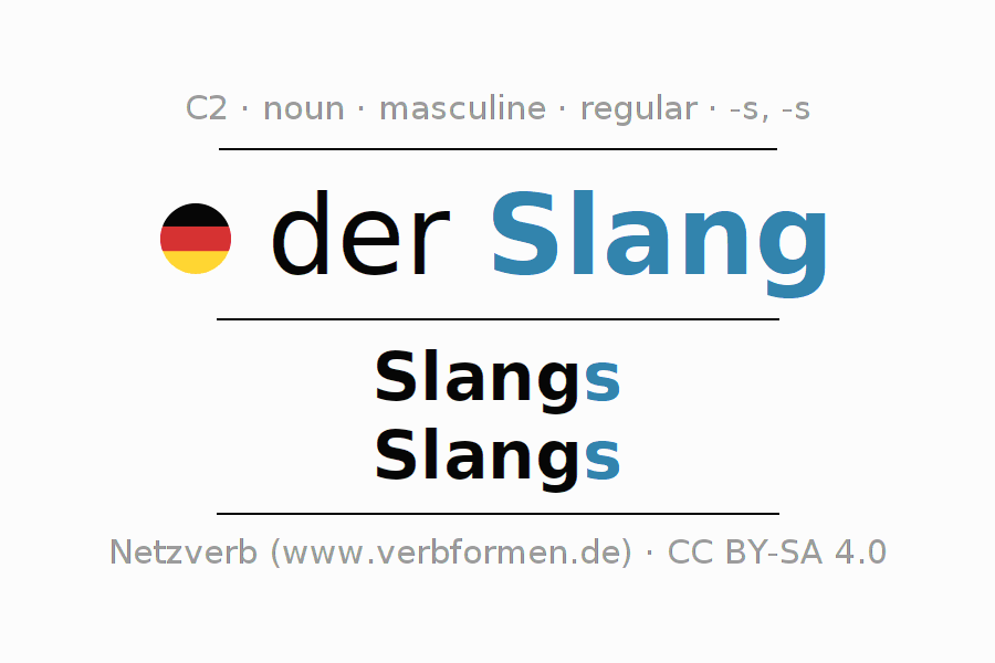 Declension German "Slang" All cases of the noun, plural, article