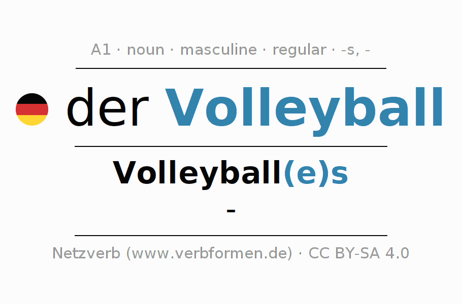 Declension German "Volleyball" All cases of the noun, plural, article