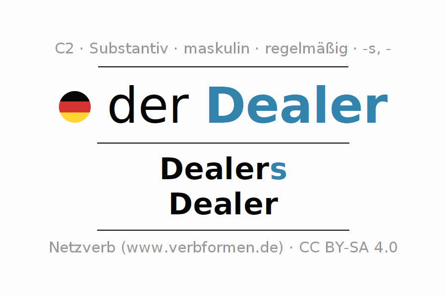 Deklination "Dealer" Alle Fälle des Substantivs, Plural und Artikel Netzverb Wörterbuch