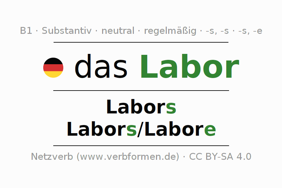 Deklination „Labor“ alle Fälle des Substantivs, Plural und Artikel