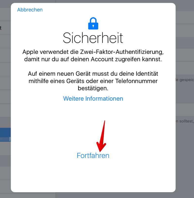 AppleID/iCloud ZweiFaktorAuthentifizierung einrichten und Daten