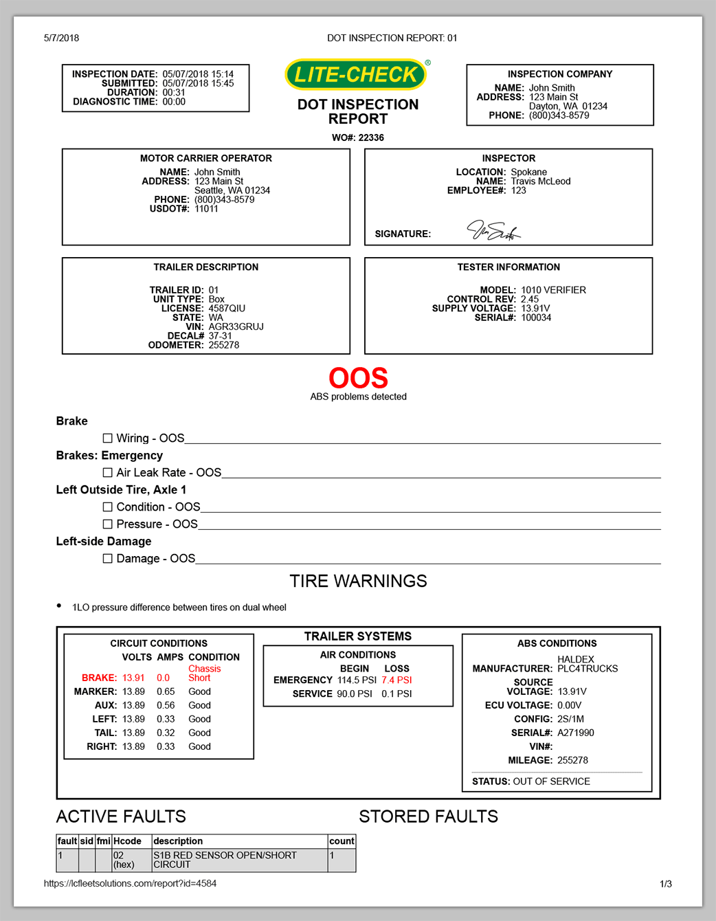 Verifier Sample DOT Inspection Reports Verifier Fleet Maintenance