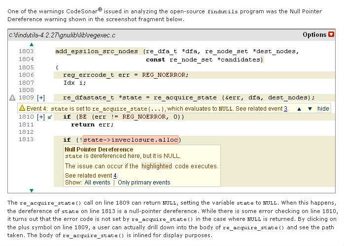 Static Code Analysis → GrammaTech CodeSonar → Defect Detection