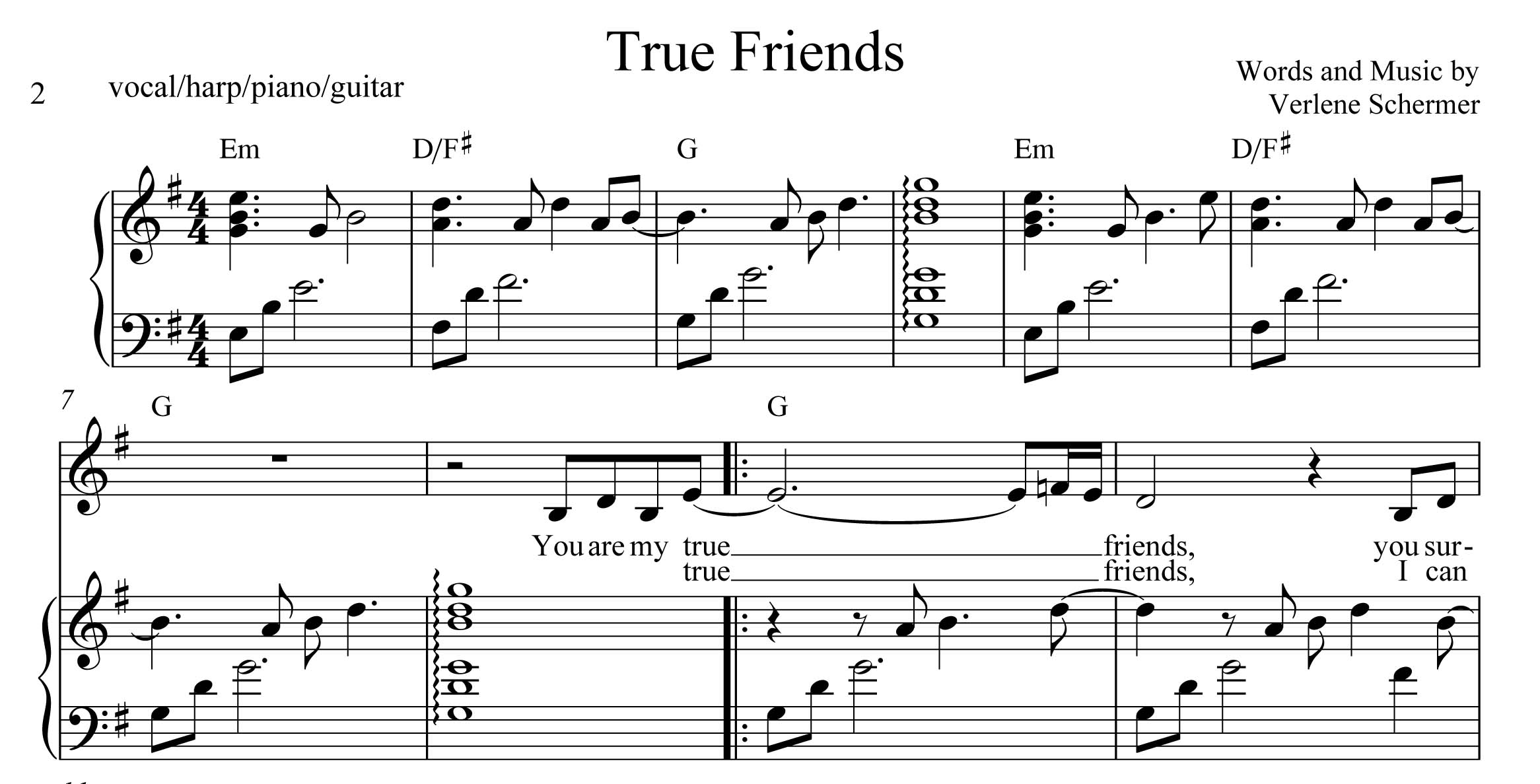 True Friends sheet music
