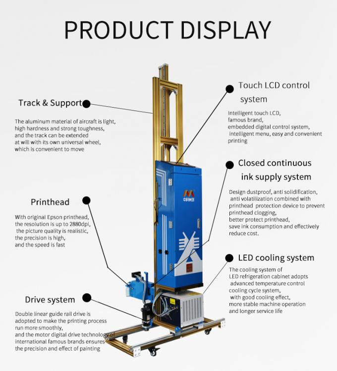 Mobile Rails Vertical Mural Printer , Digital Wall Printing Machine