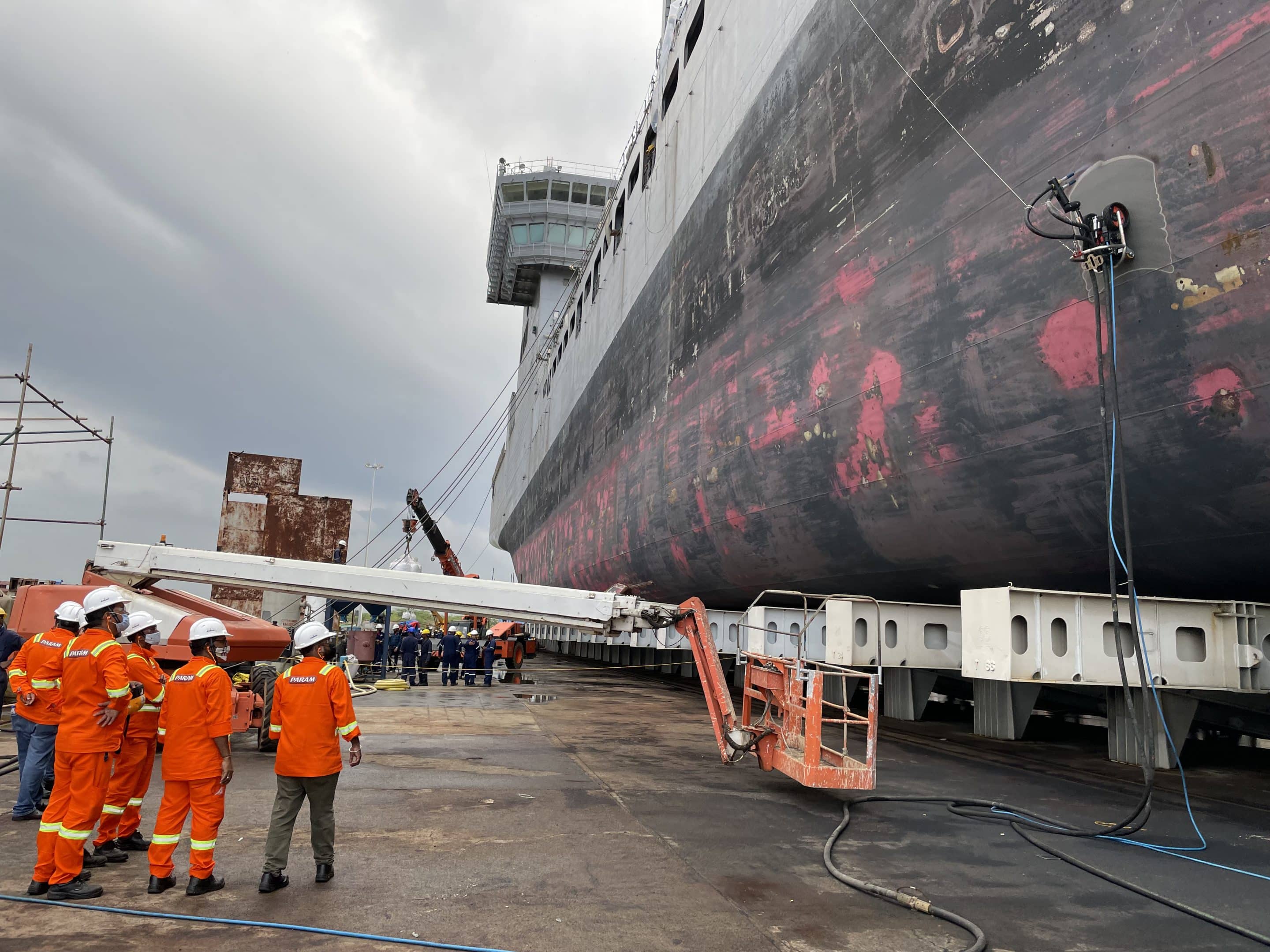 Abrasive Blasting Ship Hull Surface Preparation in India VertiDrive