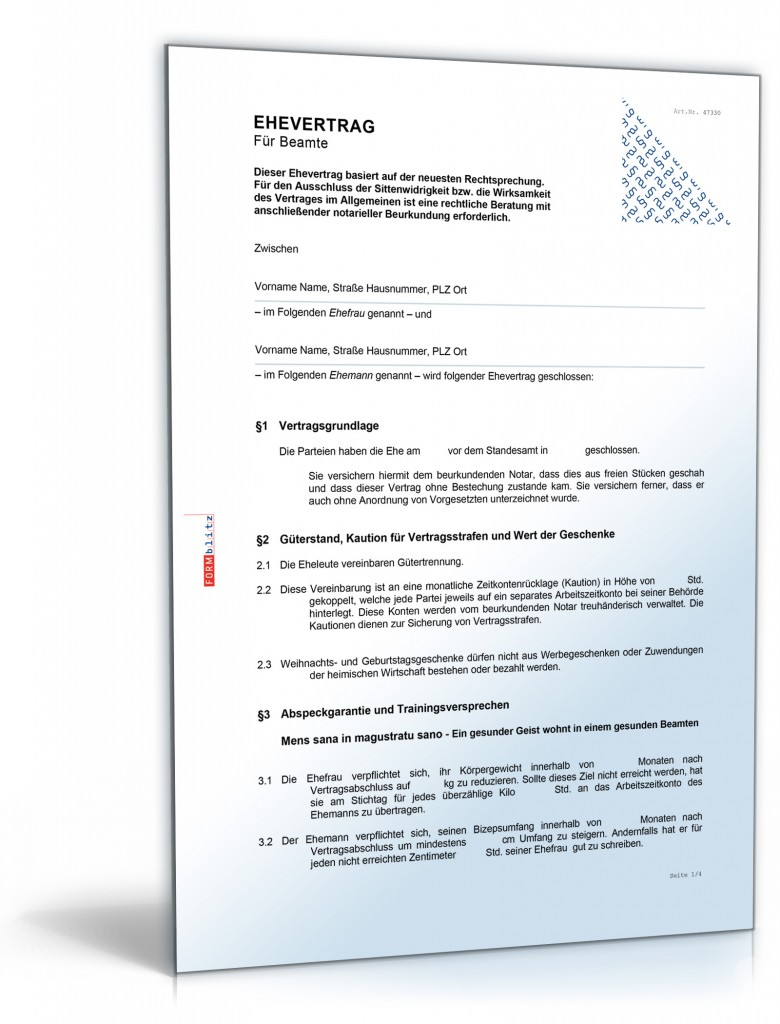 Ehevertrag für Beamte ⋆