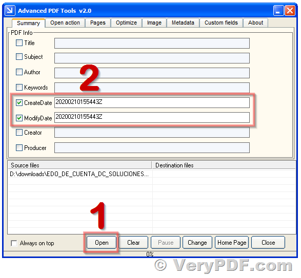 How to use Advanced PDF Tools to modify ModDate (Modification Date) and