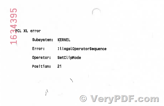 My printer reported "PCL XL error" and "Operator: SetClipMode" problem