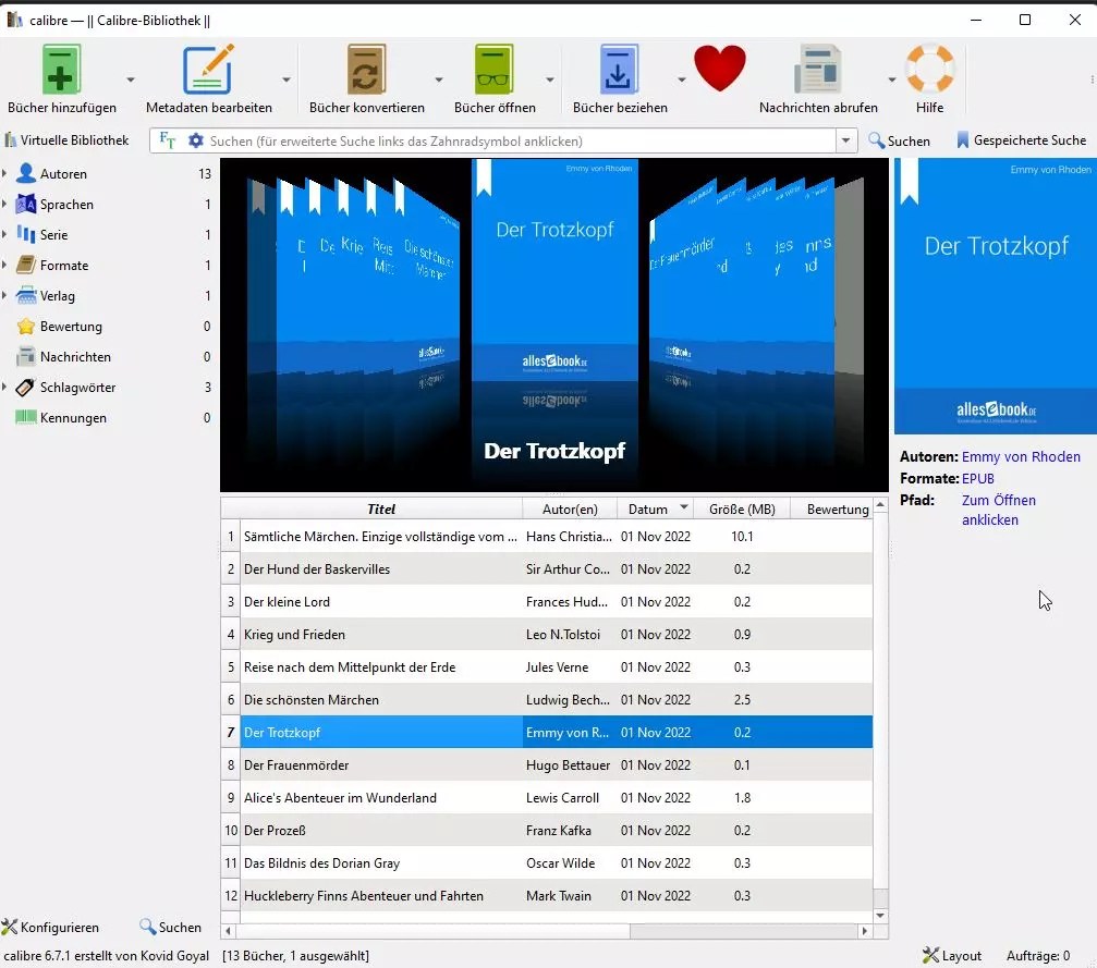 EBook Reader für Windows EpubFormate öffnen und lesen