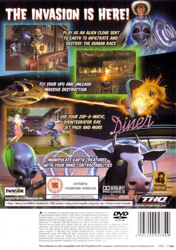 Destroy All Humans! for PlayStation 2 Sales. Wiki. Release Dates. Review. Cheats. Walkthrough
