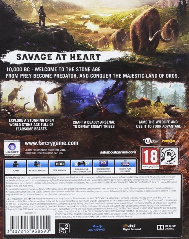 Far Cry Primal for PlayStation 4 Sales. Wiki. Release Dates. Review. Cheats. Walkthrough
