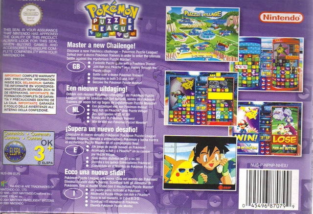 Pokemon Puzzle League for Nintendo 64 Sales, Wiki, Release Dates, Review, Cheats, Walkthrough