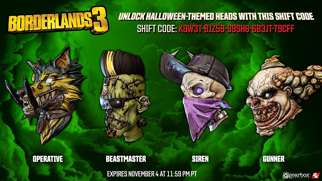 New Borderlands 3 SHiFT Code Unlocks Halloween Vault Hunter Heads