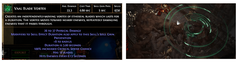 Vaal Blade Vortex PoE Build 3.11, Support Gems