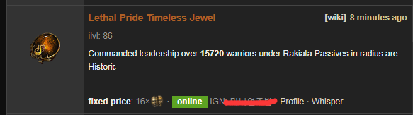 PoE Lethal Pride Timeless Jewel Effect, Gem & Price