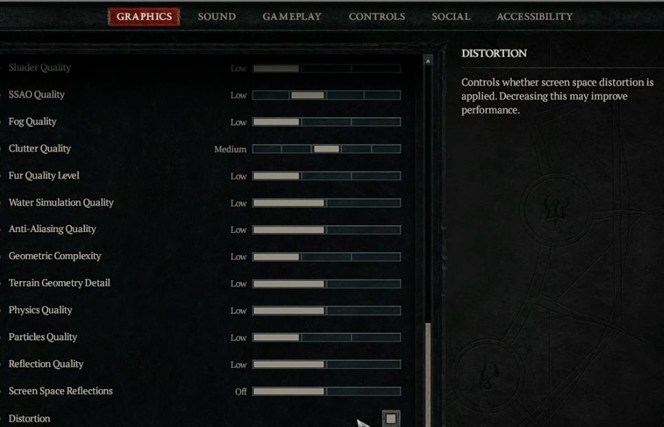 Diablo 4 Distortion Settings