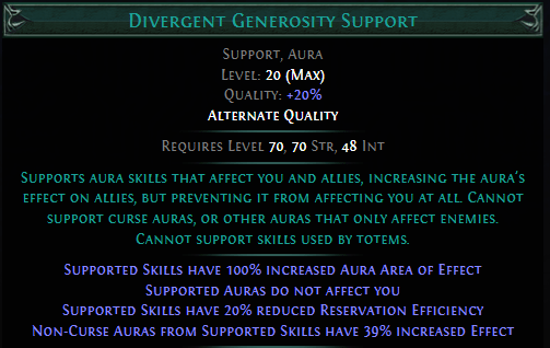 Divergent Generosity Support PoE