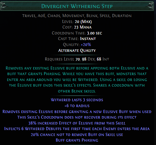 Divergent Withering Step PoE