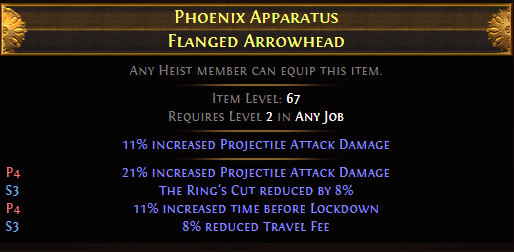 Flanged Arrowhead PoE Heist Gear 3.13 Increased Projectile Attack Damage