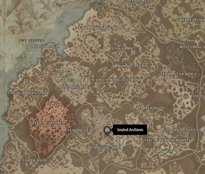 Sealed Archives Diablo 4 Location Dry Steppes