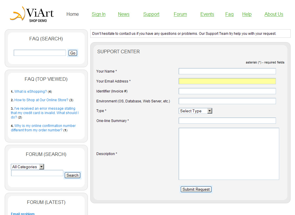 Helpdesk Screenshots
