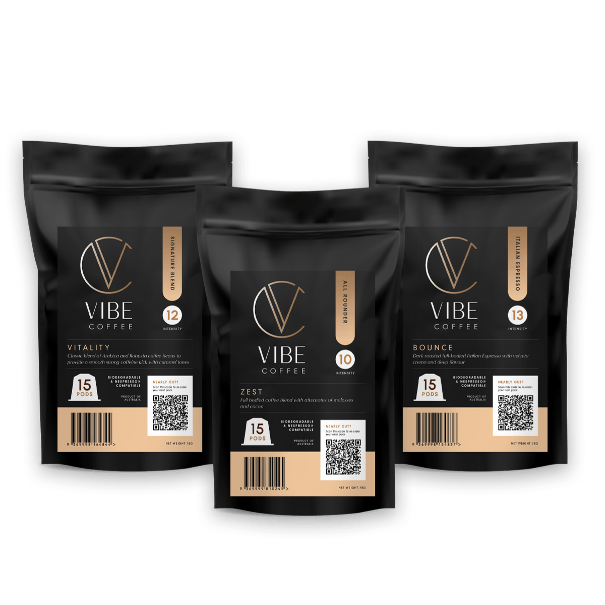 Nespresso® Compatible Coffee Pods Made in AU Vibe Coffee