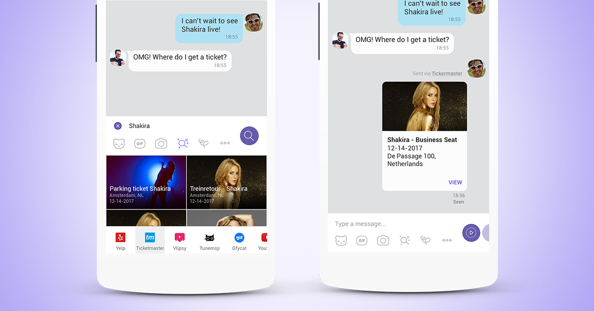 New Chat Extensions Yelp, Vlipsy, Tunemoji, Ticketmaster and More! Viber
