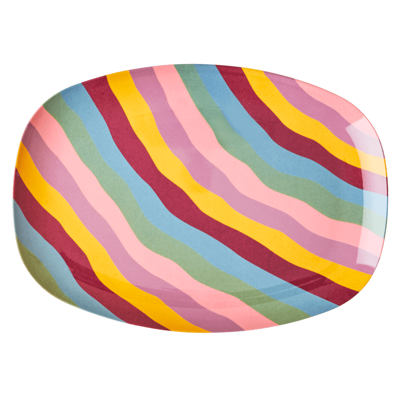 Funky Stripes Print Rectangular Melamine Plate By Rice DK Vibrant Home