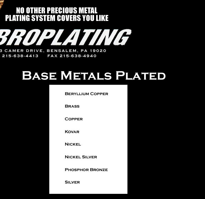 Base Metals Plated