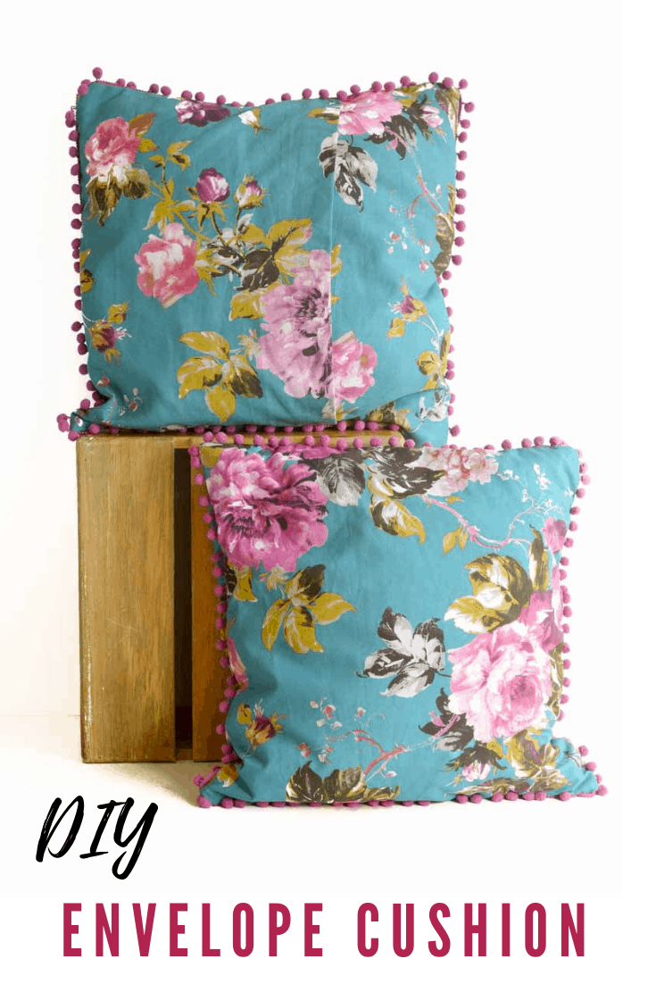 Easy DIY envelope cushion with pompom trim
