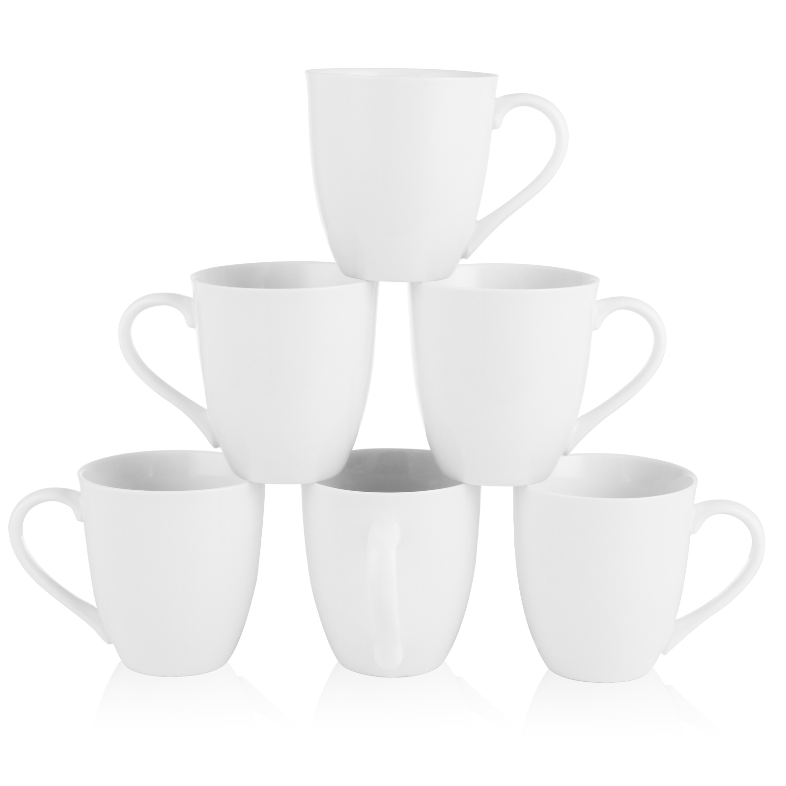 White Coffee Mug Set, 12 Ounce, Set of 6, Ceramic Mug for Men, Women